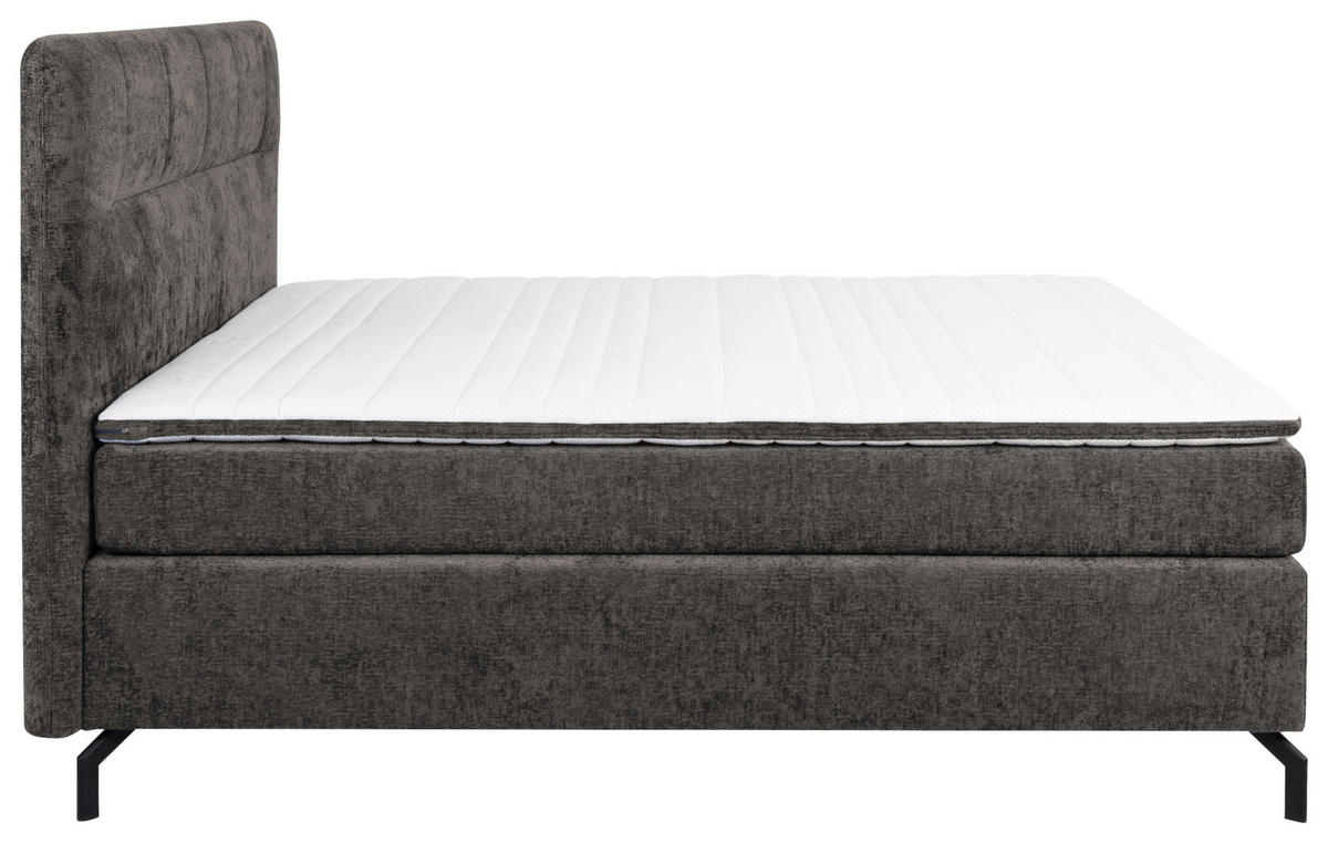 BOXSPRINGBETT 160/200 cm  in Dunkelbraun  - Dunkelbraun/Schwarz, Design, Textil/Metall (160/200cm) - Esposa