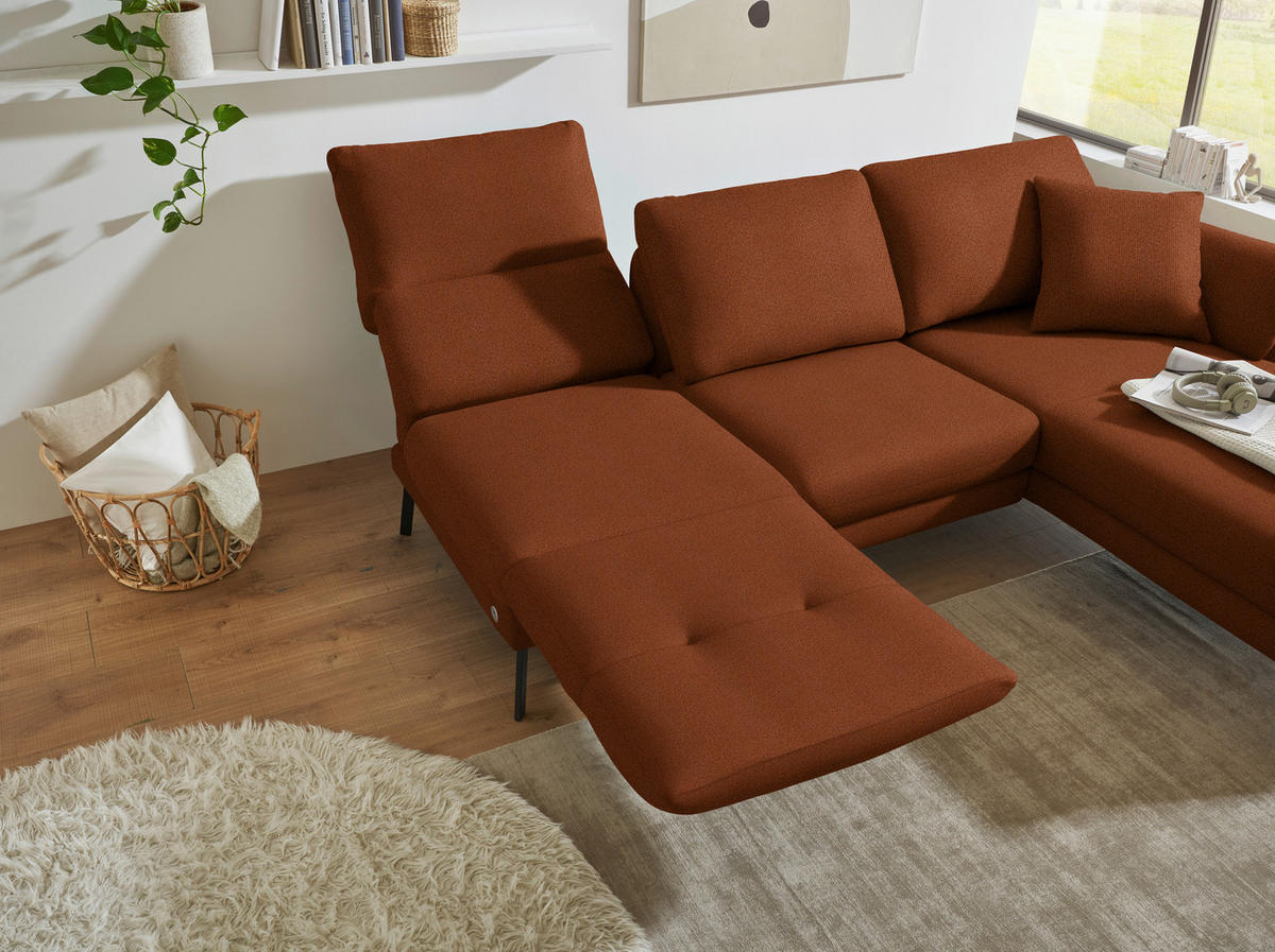 ECKSOFA  in Flachgewebe Kupferfarben  255-365/175-224 cm  - Schwarz/Kupferfarben, Design, Textil/Metall (255-365/175-224cm) - Dieter Knoll