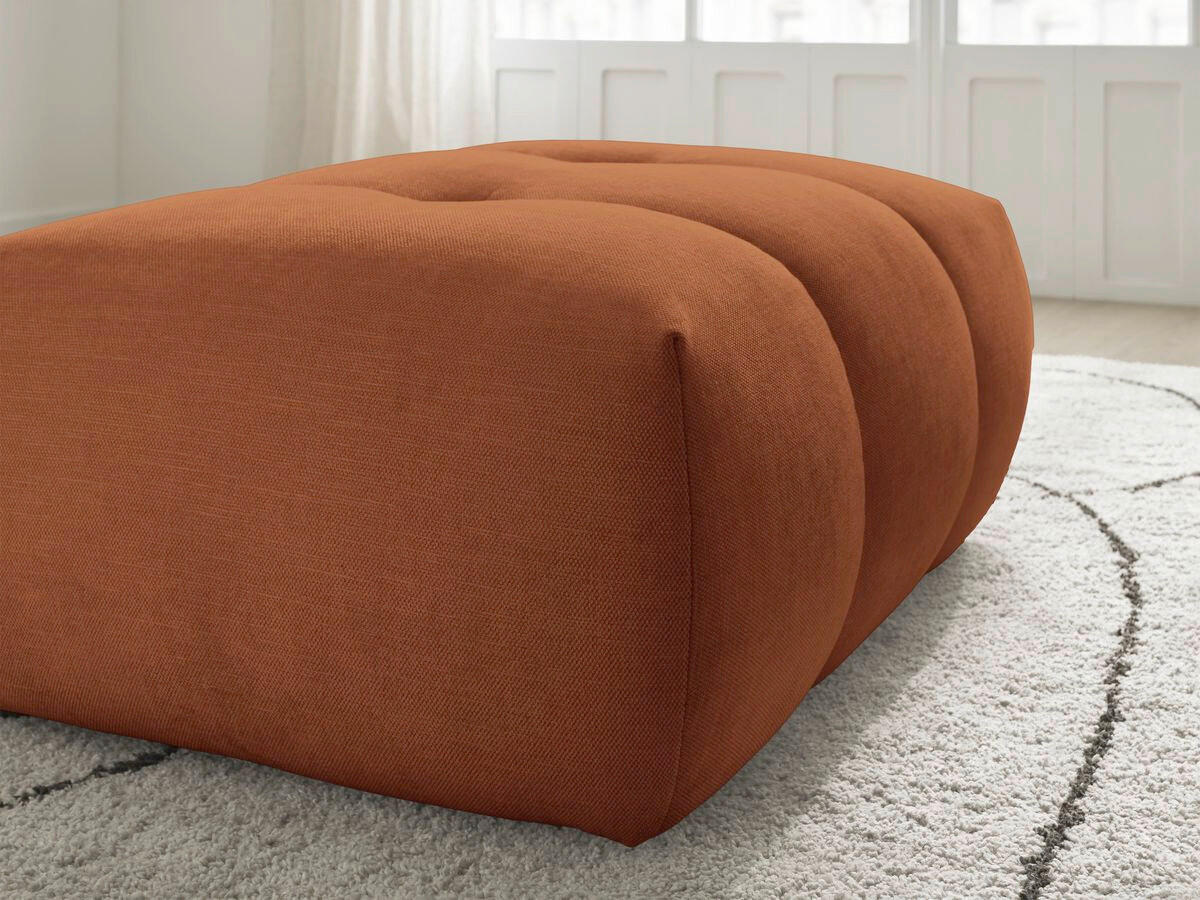 HOCKER FUJI  Leinenoptik Orange  - Schwarz/Orange, MODERN, Kunststoff/Textil (112/44/80cm)