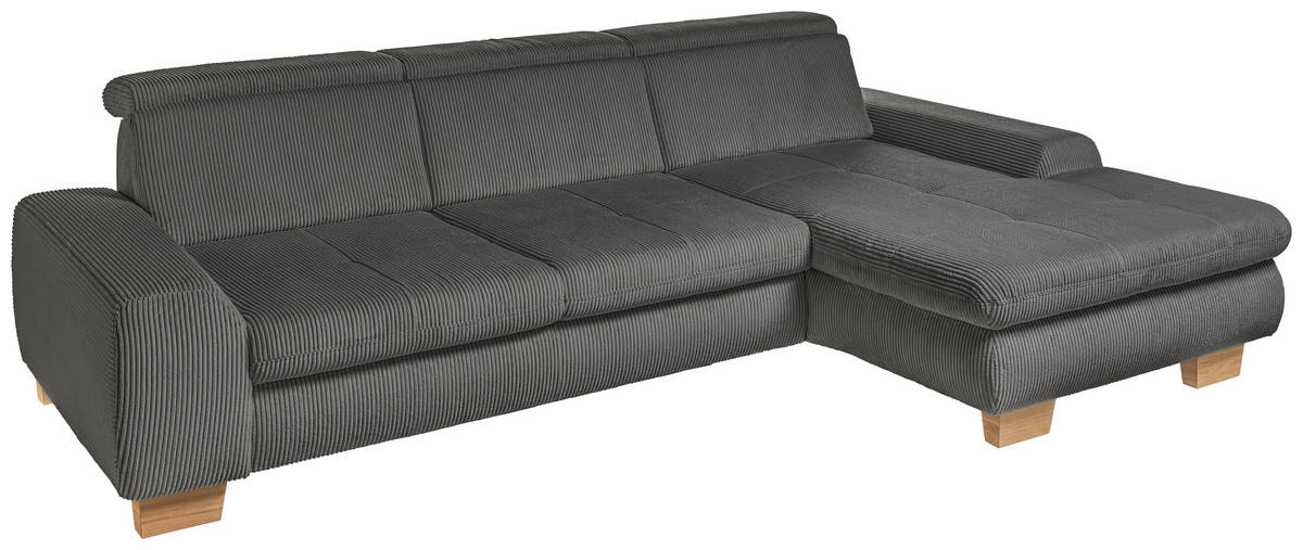 ECKSOFA Anthrazit Cord  - Eiche Bianco/Anthrazit, KONVENTIONELL, Holz/Textil (307/195cm) - SetOne by Musterring