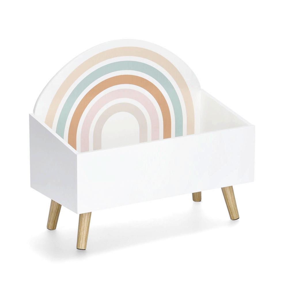 Zeller Present Spielzeugtruhe Rainbow Natur, Weiß 58x28x52 cm