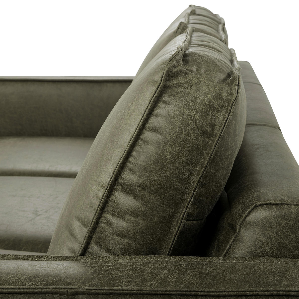 ECKSOFA Grün Echtleder Lederlook Rücken echt  - Schwarz/Grün, Design, Leder/Textil (166/238cm) - Livetastic