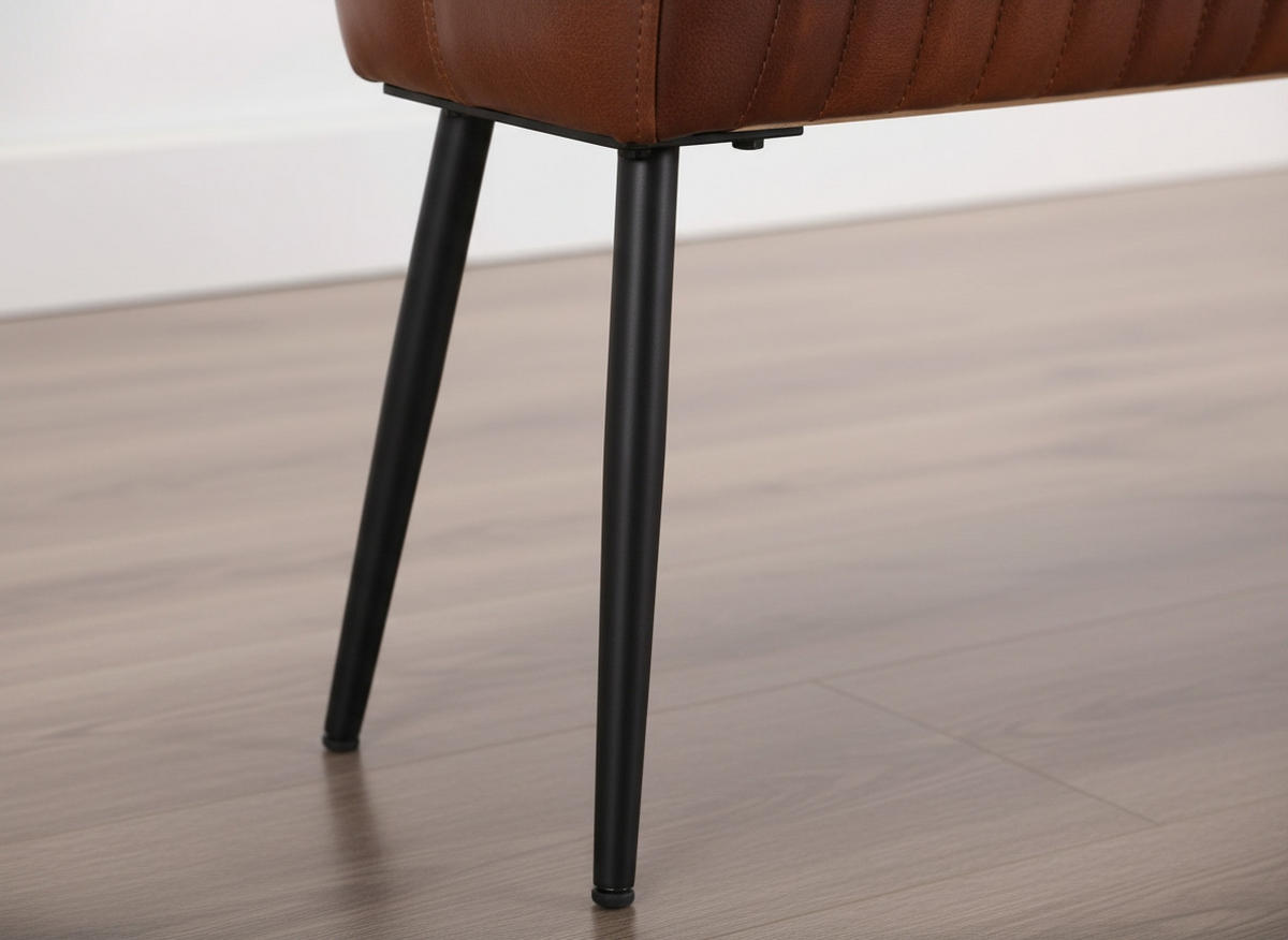 SITZBANK 107/54/32 cm Echtleder Braun, Schwarz  - Schwarz/Braun, LIFESTYLE, Leder/Metall (107/54/32cm) - Landscape