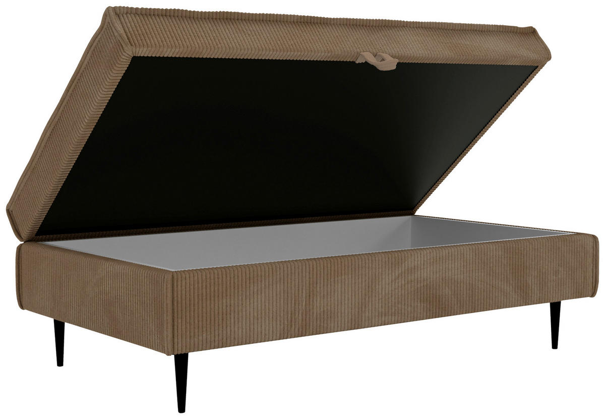 HOCKER in Textil Hellbraun  - Hellbraun/Schwarz, Design, Textil/Metall (135/45/75cm) - Livetastic