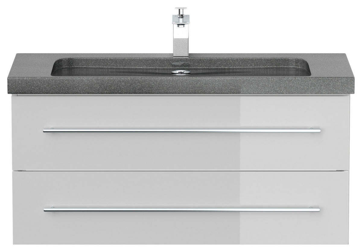WASCHTISCHKOMBI 100 cm  - Weiß Hochglanz, Basics, Holzwerkstoff/Stein (100cm) - MID.YOU