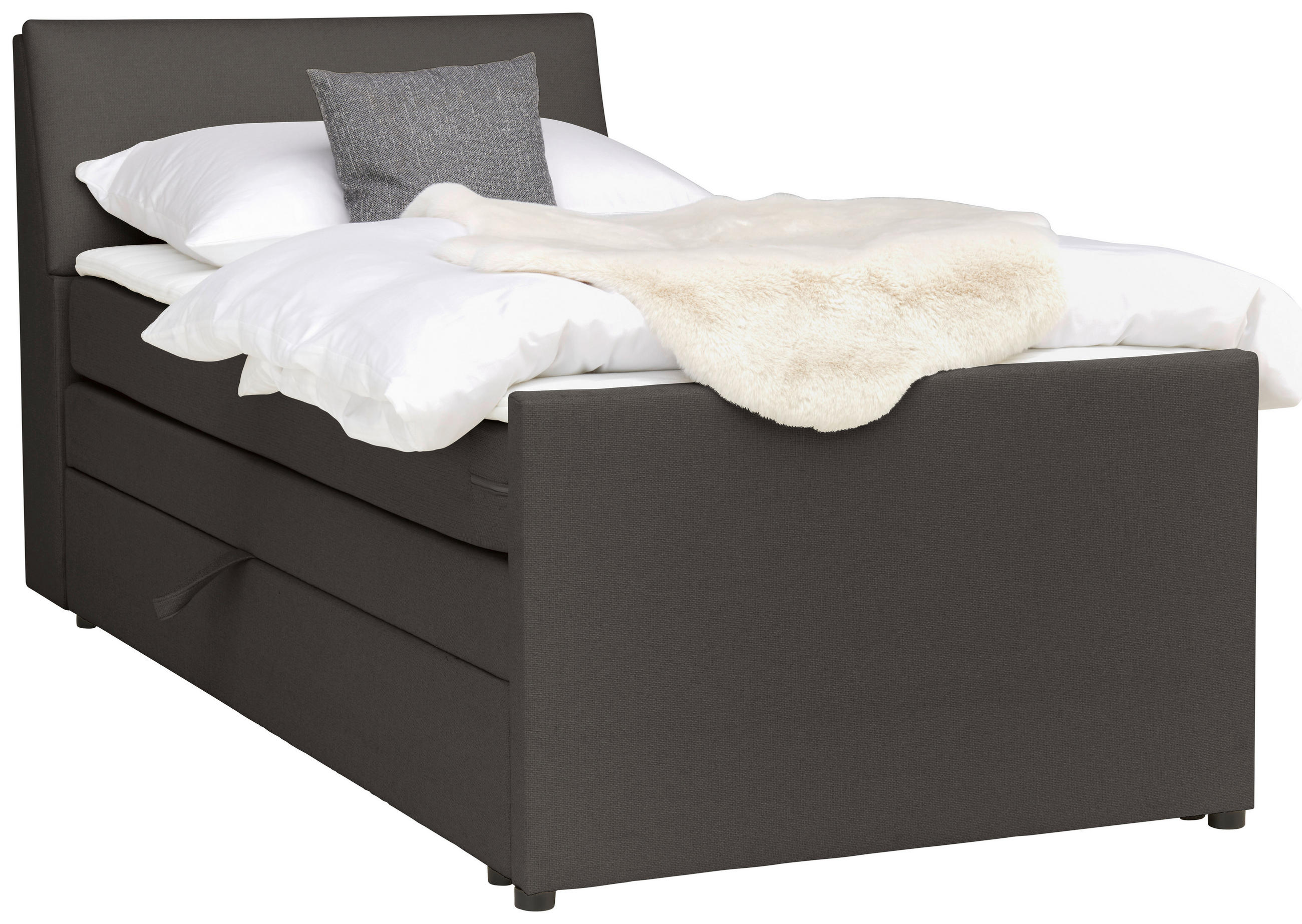BOXSPRING-ÁGY 120/200 cm  grafitszürke  - grafitszürke/fekete, Modern, textil/fa (120/200cm) - MID.YOU