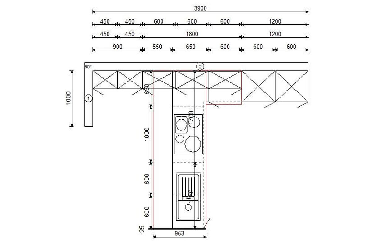 KÜCHENBLOCK 390 cm   in Grün, Schieferfarben  - Schieferfarben/Schwarz, Basics, Holzwerkstoff/Metall (390cm) - Impuls