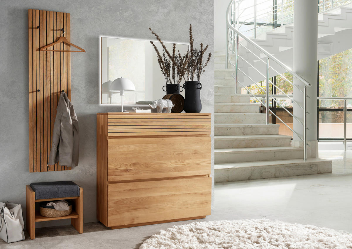 GARDEROBENBANK  in 44/40/35 cm  - Eichefarben/Grau, Natur, Holz/Textil (44/40/35cm) - Linea Natura