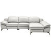 ECKSOFA in Echtleder Greige  286/183 cm  - Greige/Schwarz, Design, Leder/Metall (286/183cm) - Celina Home