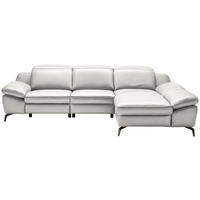 ECKSOFA in Echtleder Greige  286/183 cm  - Greige/Schwarz, Design, Leder/Metall (286/183cm) - Celina Home