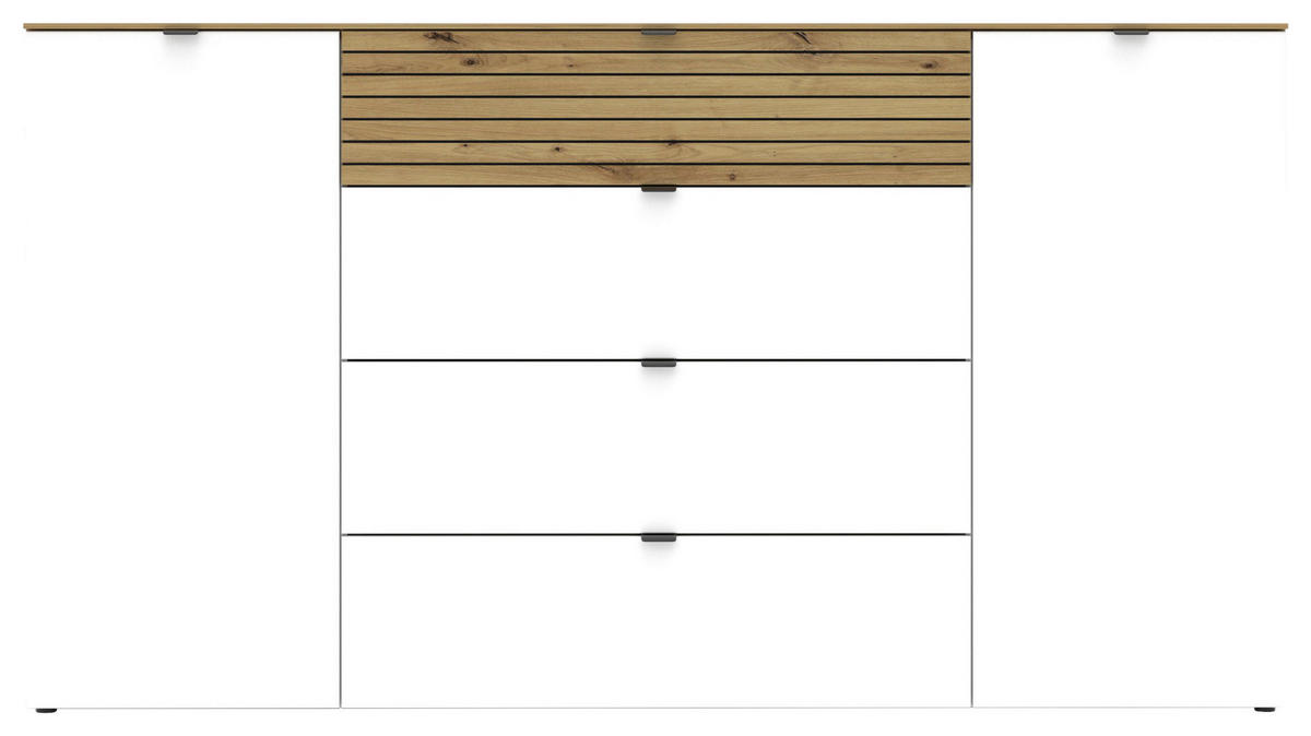 SIDEBOARD 181/99/41 cm  in Weiss, Eiche Artisan  - Weiss/Schwarz, Modern, Holzwerkstoff/Metall (181/99/41cm) - Voleo