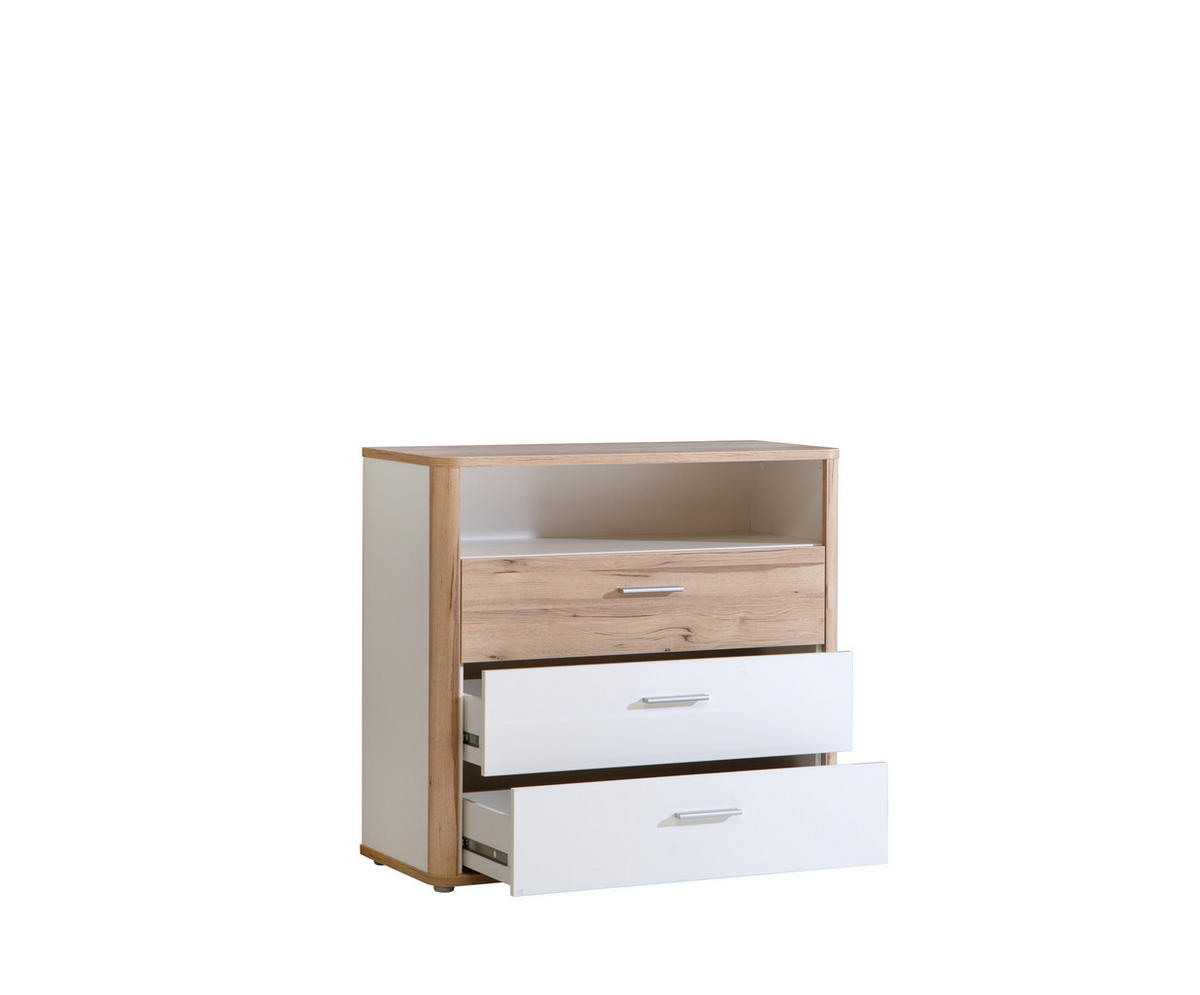 KOMMODE 100,4/92,7/41,3 cm  in Weiss, Eichefarben  - Weiss/Eichefarben, Konventionell, Holzwerkstoff/Kunststoff (100,4/92,7/41,3cm) - Xora