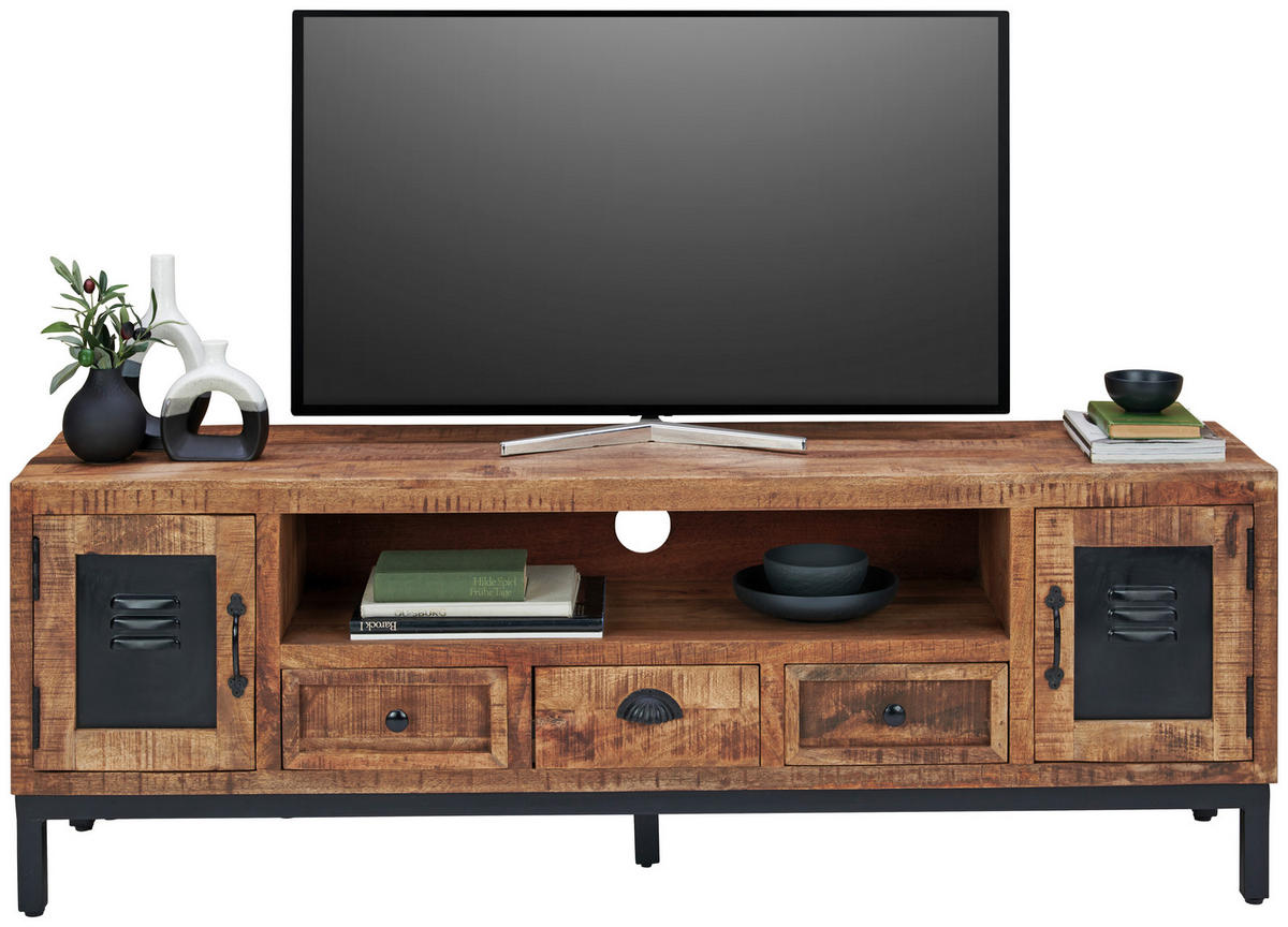 TV-SZEKRÉNY 160/55/40 cm  - barna/fekete, Lifestyle, fa/fém (160/55/40cm) - Landscape