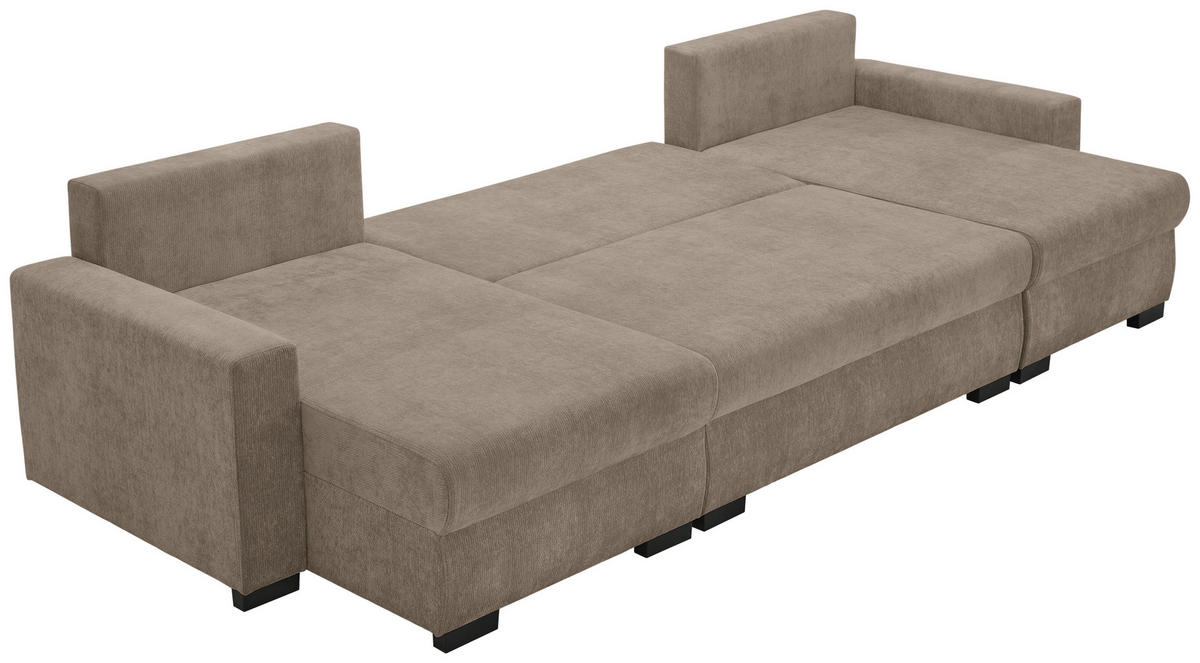 WOHNLANDSCHAFT Taupe Chenille  - Taupe/Schwarz, KONVENTIONELL, Kunststoff/Textil (140/328/140cm) - Ti'me