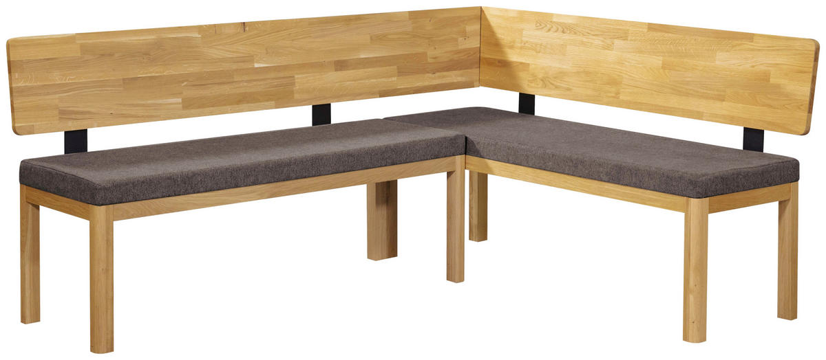 ECKBANK 248/171 cm Webstoff Braun, Eichefarben Eiche vollmassiv   - Eichefarben/Braun, KONVENTIONELL, Holz/Textil (248/171cm) - Linea Natura