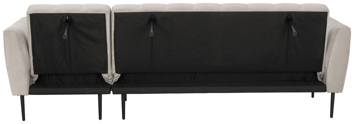 ECKSOFA Creme Samt  - Creme/Schwarz, MODERN, Textil/Metall (253/87/169cm) - P & B