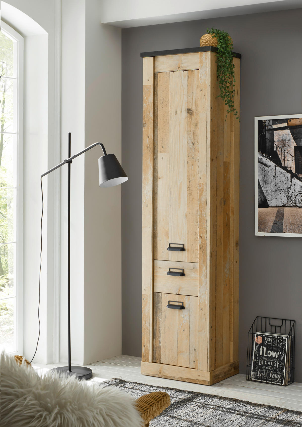 GARDEROBENSCHRANK  in 51/201/38 cm  - Anthrazit/Schwarz, Design, Holzwerkstoff/Metall (51/201/38cm) - Modante