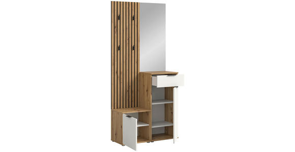 GARDEROBE 4-teilig  in 88/195/35 cm  - Eiche Artisan/Weiß, Design, Glas/Holzwerkstoff (88/195/35cm) - Xora