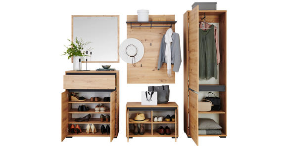 GARDEROBE  in 220/195/38 cm  - Anthrazit/Eiche Artisan, MODERN, Holzwerkstoff (220/195/38cm) - Xora