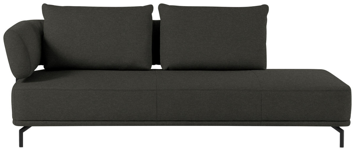 RÉCAMIERE in Flachgewebe Dunkelbraun  - Dunkelbraun/Schwarz, Design, Textil/Metall (227/89/101cm) - Dieter Knoll
