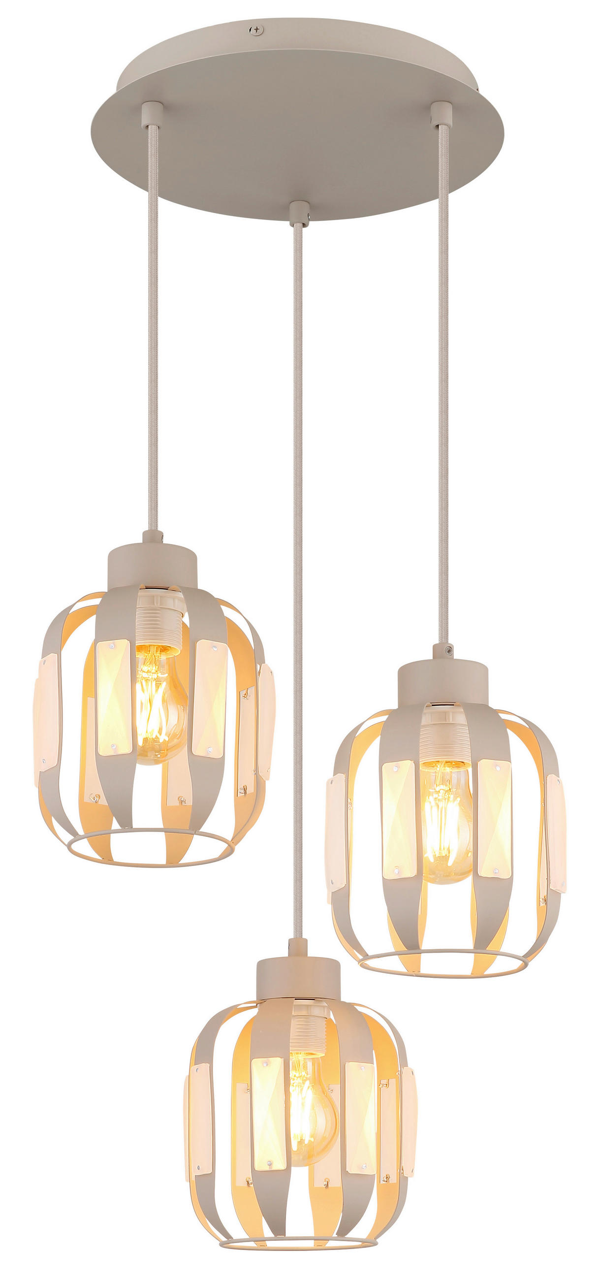 HÄNGELEUCHTE Arlen 38/120 cm   - Sandfarben/Beige, Design, Glas/Textil (38/120cm) - Globo