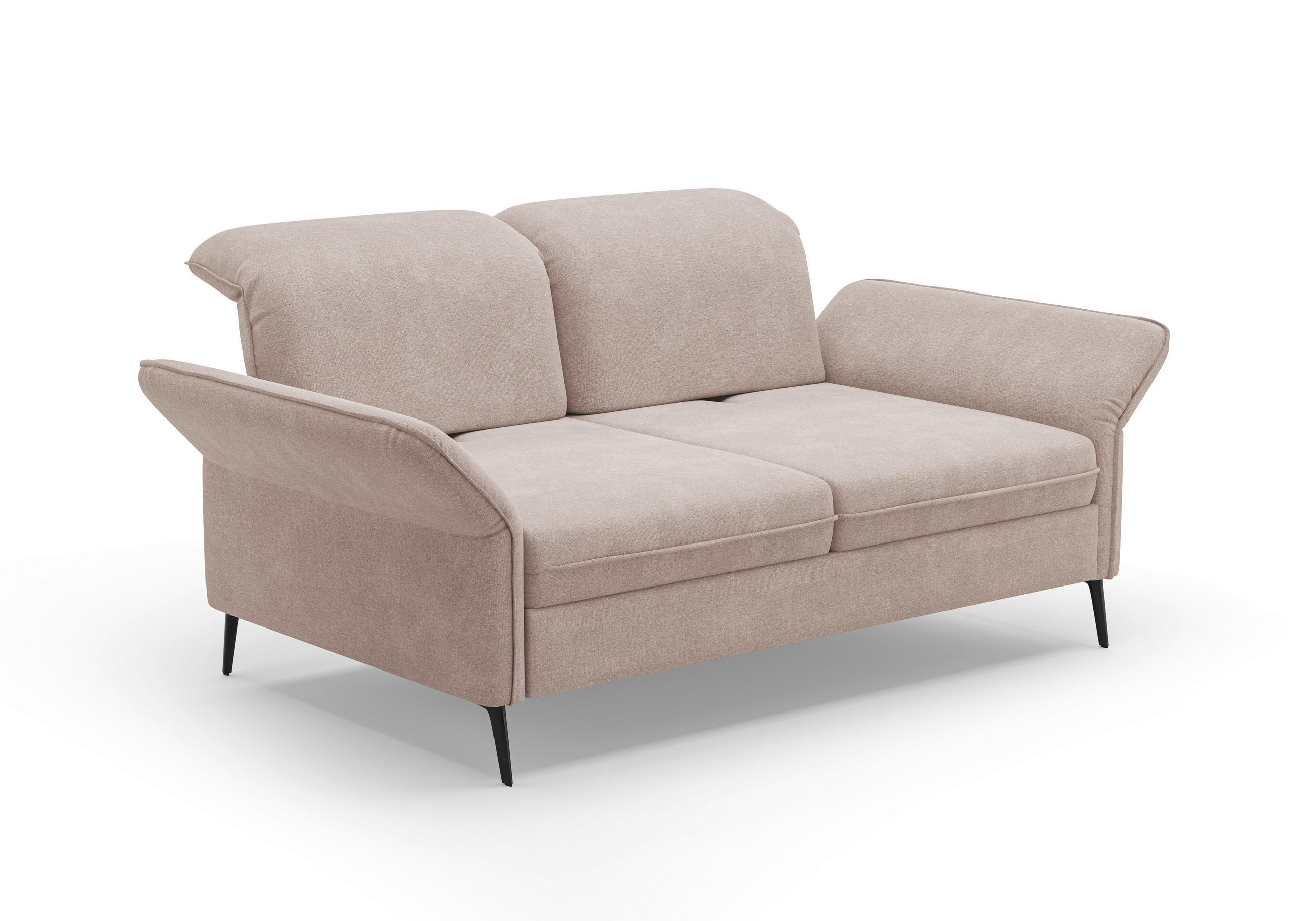3-SITZER-SOFA in Flachgewebe Greige  - Greige/Schwarz, KONVENTIONELL, Textil/Metall (199/92/123cm) - Sit & More