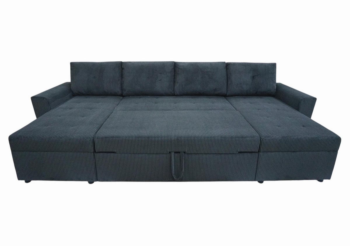 WOHNLANDSCHAFT TERMOLI in Cord Anthrazit  - Anthrazit/Schwarz, Design, Kunststoff/Textil (155/296/155cm) - MID.YOU