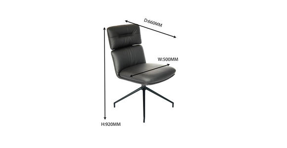 STUHL  in Eisen Echtleder pigmentiert Metall, Leder  - Schwarz, Design, Leder/Metall (50/92/64,5cm) - Dieter Knoll