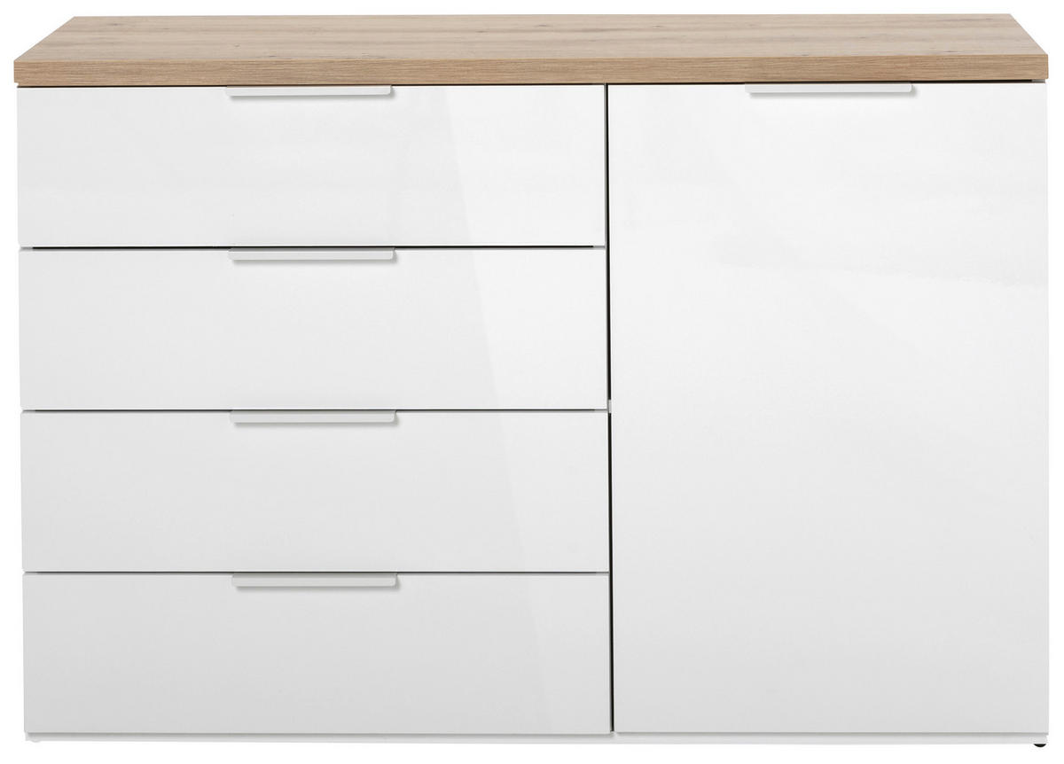 KOMMODE  in 120/83/44 cm  - Weiß Hochglanz/Schwarz, Basics, Holzwerkstoff/Kunststoff (120/83/44cm) - Carryhome