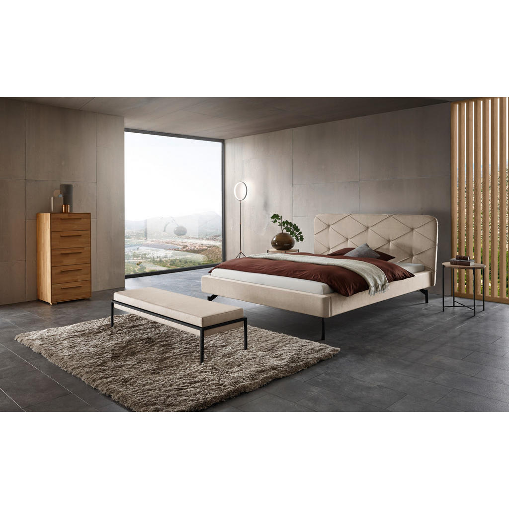 Thumbnail - Hasena Bettbank, Anthrazit, Creme, Metall, Textil, 144x38x44 cm, Fußauswahl, Stoffauswahl, Wohnzimmer, Hocker, Sitzhocke...