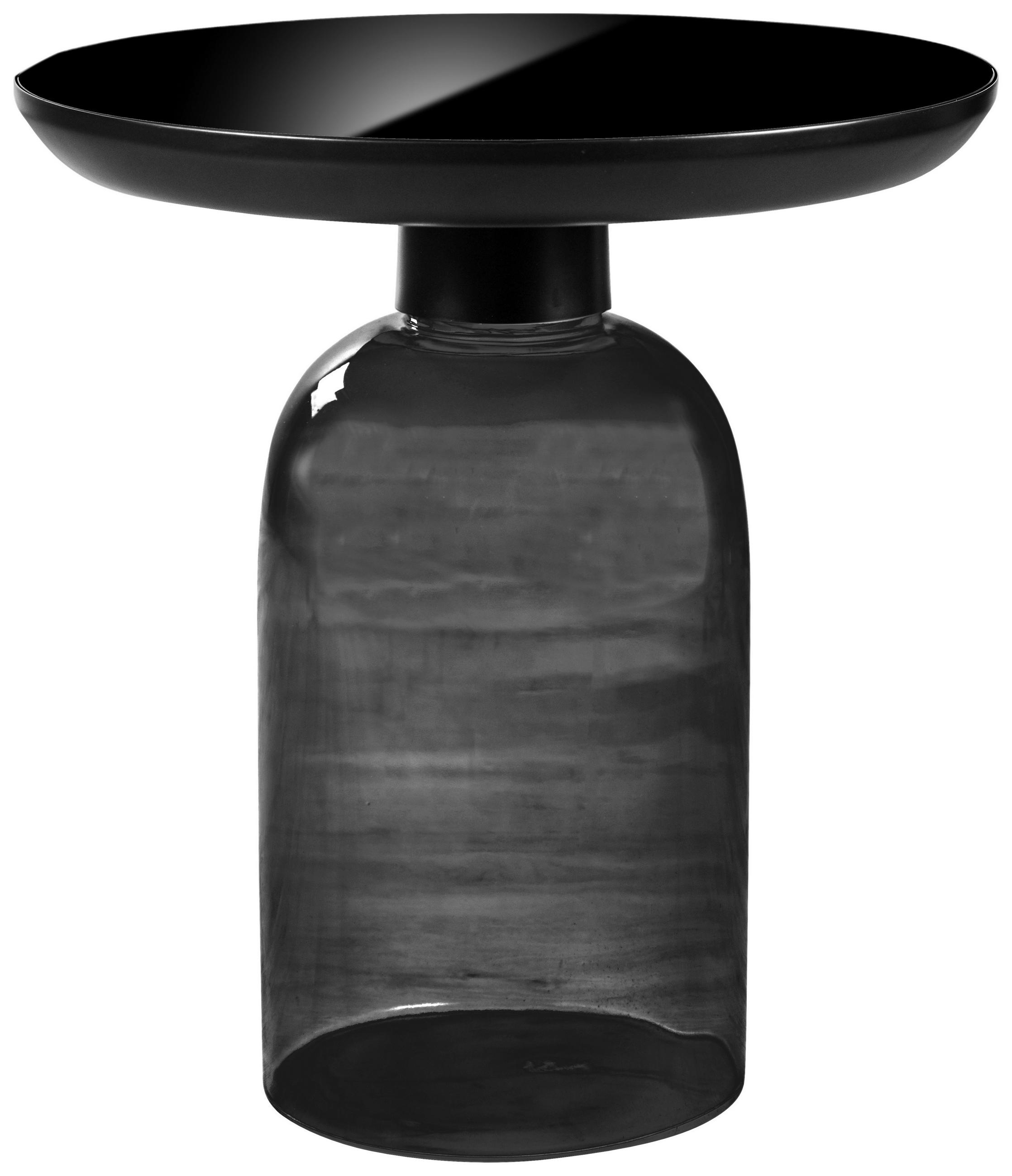BEISTELLTISCH rund Anthrazit, Schwarz  - Anthrazit/Schwarz, Design, Glas/Metall (50/50/56cm) - Livetastic