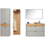 GARDEROBE 4-teilig  in 265,7/205,5/37,1 cm  - Wildeiche/Grau, Design, Glas/Holz (265,7/205,5/37,1cm) - Dieter Knoll