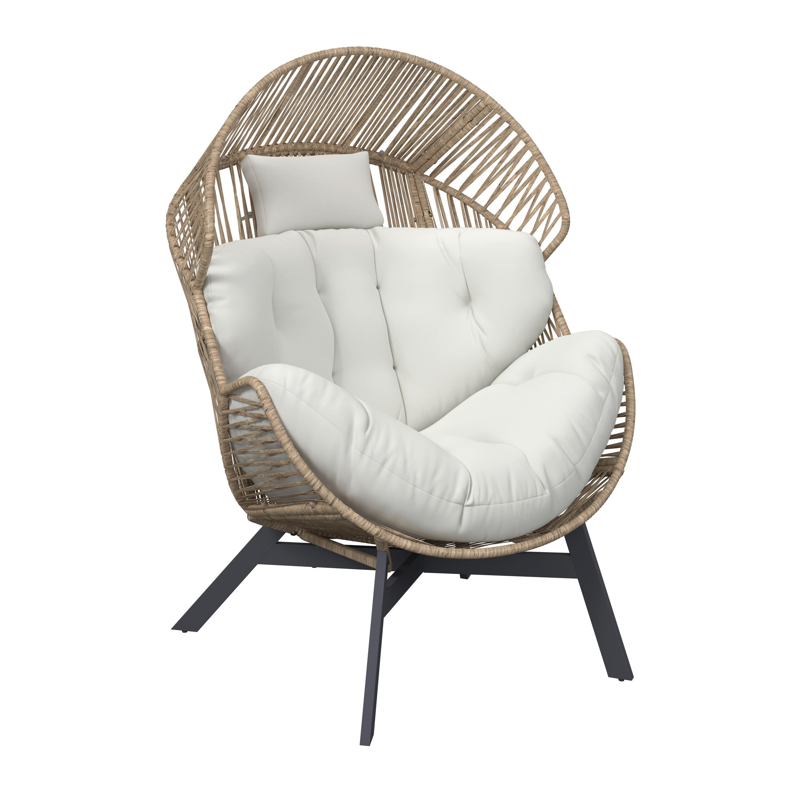 LOUNGESESSEL Naturfarben, Schwarz, Beige Stahl  - Beige/Schwarz, Design, Kunststoff/Textil (101/140/96cm) - Ambia Garden