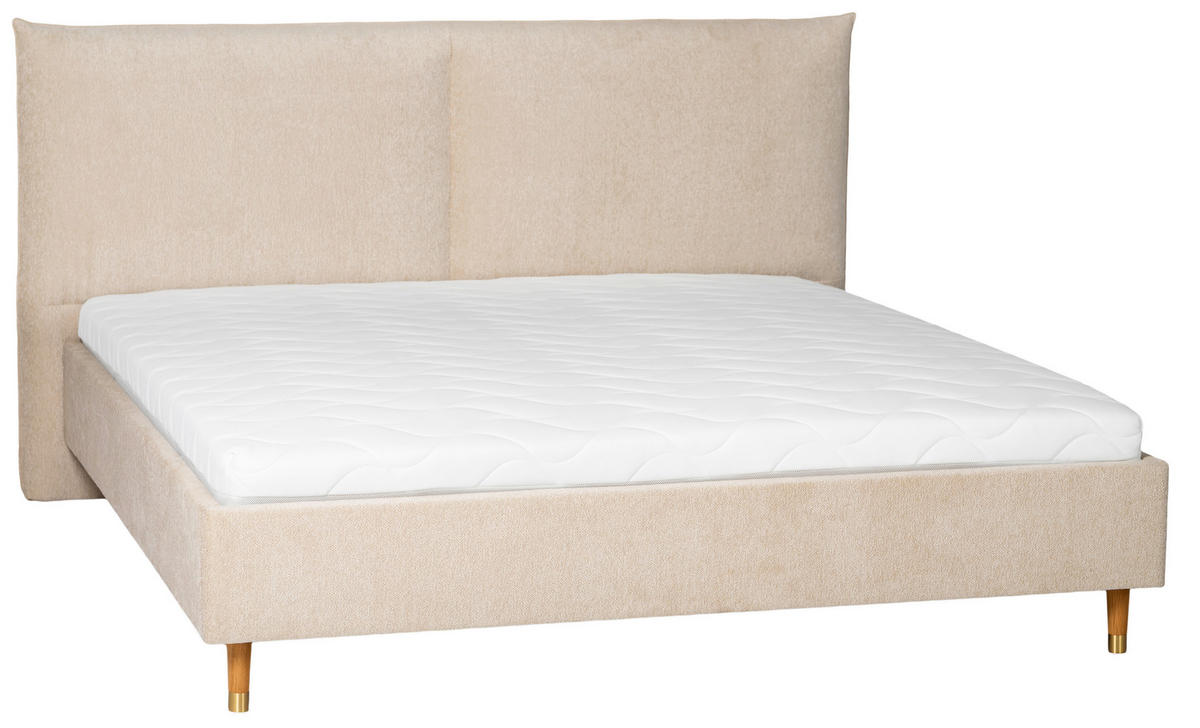 POLSTERBETT Beige 140/200 cm  - Eichefarben/Beige, MODERN, Holz/Textil (140/200cm) - Livetastic