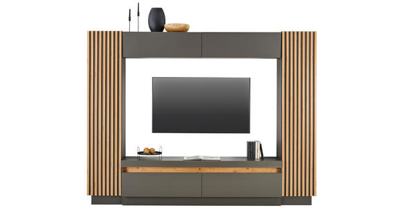 WOHNWAND  in Anthrazit, Eiche Artisan  272,6/209,5/41,3 cm  - Anthrazit/Schwarz, KONVENTIONELL, Holzwerkstoff/Kunststoff (272,6/209,5/41,3cm) - Carryhome