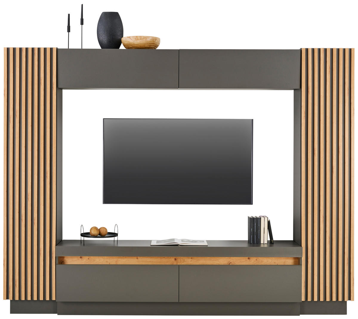 WOHNWAND  in Anthrazit, Eiche Artisan  272,6/209,5/41,3 cm  - Anthrazit/Schwarz, KONVENTIONELL, Holzwerkstoff/Kunststoff (272,6/209,5/41,3cm) - Carryhome