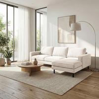 ECKSOFA Creme Cord Bettkasten, Schlaffunktion, Rücken echt  - Creme/Schwarz, Design, Textil/Metall (238/166cm) - Livetastic