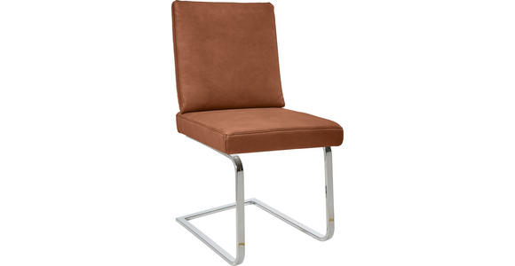 SCHWINGSTUHL  in Stahl Mikrofaser  - Chromfarben/Braun, Design, Textil/Metall (46/92/60cm) - Dieter Knoll