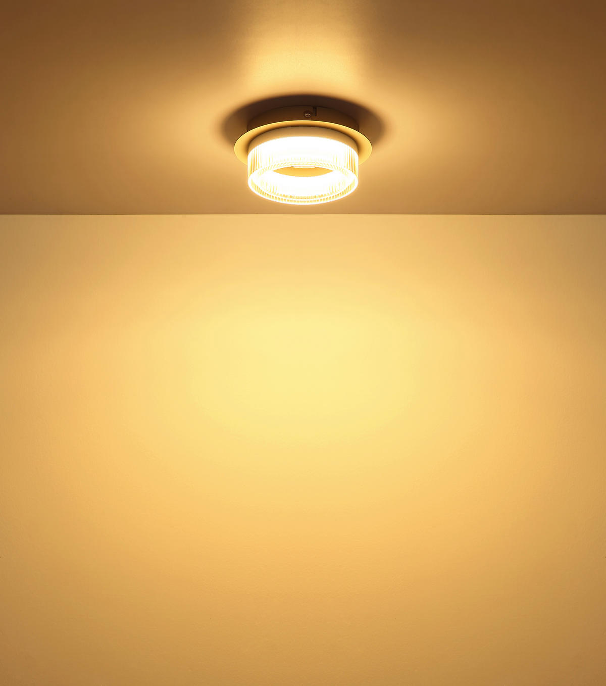 LED-DECKENLEUCHTE 16/7 cm   - Sandfarben/Transparent, Design, Kunststoff/Metall (16/7cm) - Globo