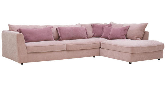 WOHNLANDSCHAFT in Textil Altrosa, Rosa - Schwarz/Altrosa, ROMANTIK / LANDHAUS, Kunststoff/Textil (329/225cm) - Valnatura