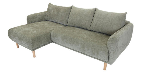 ECKSOFA Olivgrün Flachgewebe - Buchefarben/Olivgrün, KONVENTIONELL, Holz/Textil (144/230cm) - Carryhome