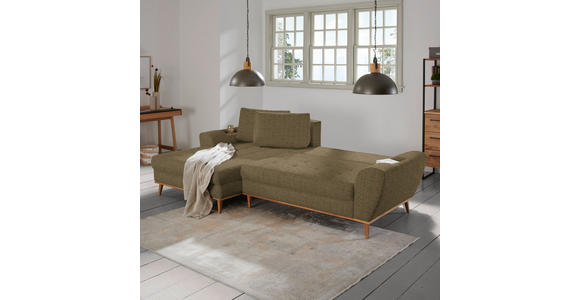 ECKSOFA in Webstoff Olivgrün  - Eichefarben/Olivgrün, Design, Holz/Textil (175/282cm) - Carryhome