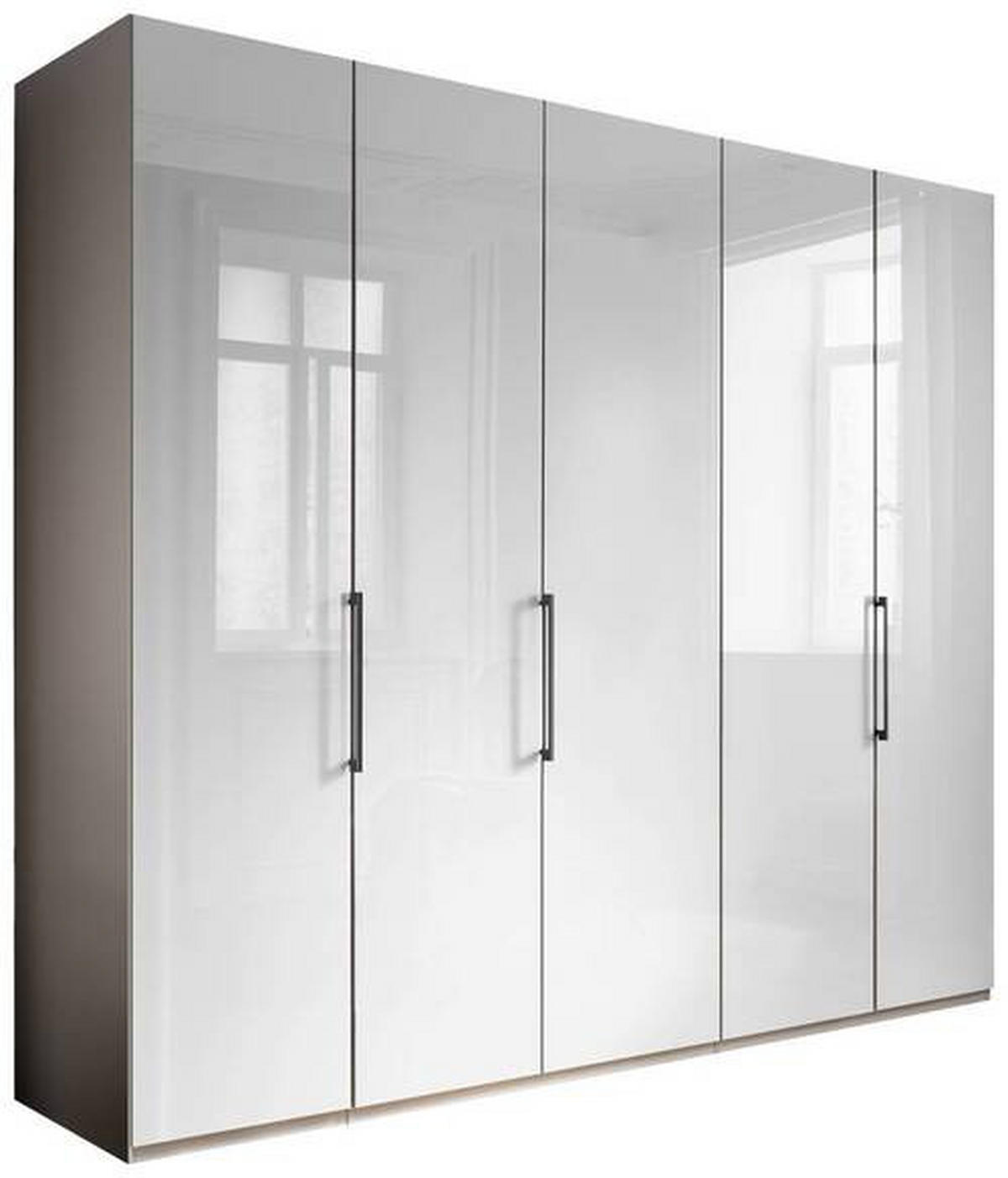 KLEIDERSCHRANK in Grau, Weiss  - Schieferfarben/Weiss, Konventionell, Glas/Holzwerkstoff (250/216/58cm) - Novel