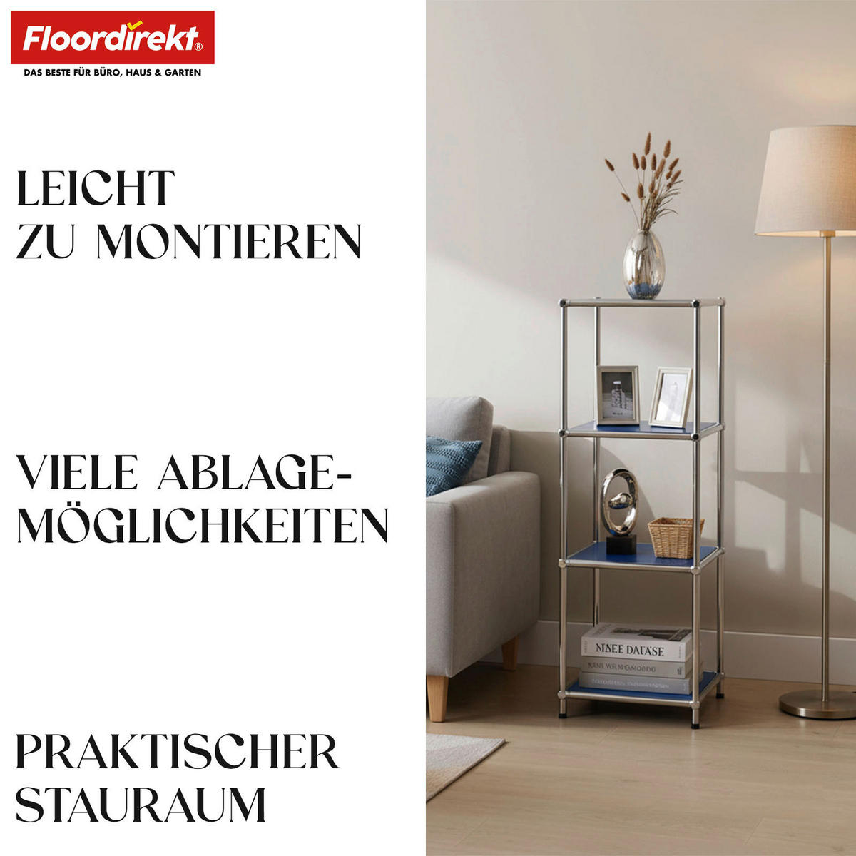 STANDREGAL Blau  - Blau, Basics, Metall (30/89/30cm) - Floordirekt