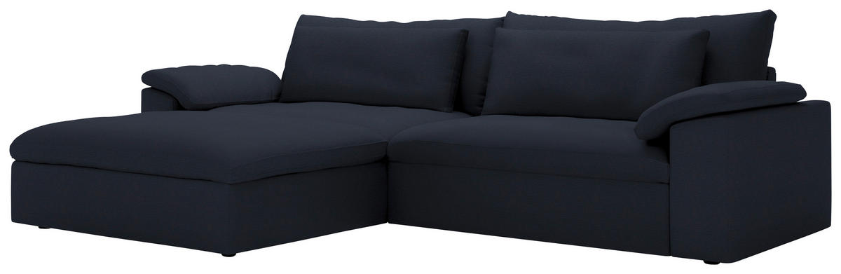 ECKSOFA  Chenille Dunkelblau  - Schwarz/Dunkelblau, Modern, Kunststoff/Textil (198/306cm) - Carryhome