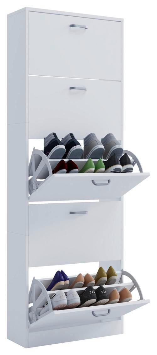 SCHUHSCHRANK 59/170/22 cm  - Weiss/Edelstahlfarben, Konventionell, Holzwerkstoff/Kunststoff (59/170/22cm) - MID.YOU