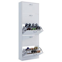 SCHUHSCHRANK  in 59/170/22 cm  - Weiss/Edelstahlfarben, Konventionell, Holzwerkstoff/Kunststoff (59/170/22cm) - MID.YOU