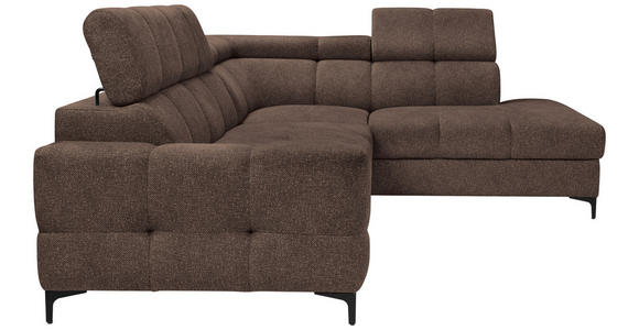 ECKSOFA in Struktur Dunkelbraun  - Dunkelbraun/Schwarz, MODERN, Textil/Metall (254/212cm) - Carryhome