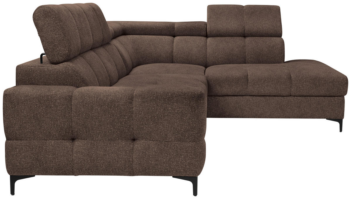 ECKSOFA Dunkelbraun Struktur  - Dunkelbraun/Schwarz, MODERN, Textil/Metall (254/212cm) - Carryhome