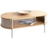 COUCHTISCH 100/54/37 cm oval Eichefarben, Hellgrau  - Eichefarben/Hellgrau, Trend, Holzwerkstoff/Metall (100/54/37cm)